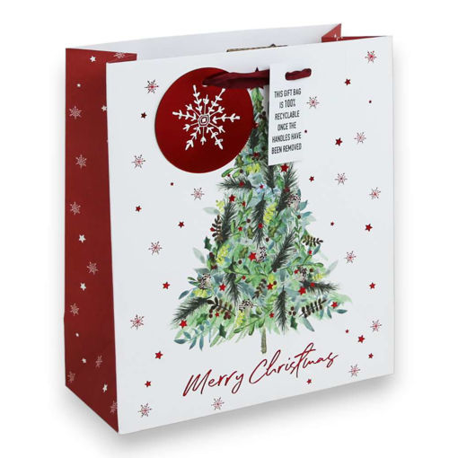 Picture of CHRISTMAS TREE WHITE GIFT BAGS MEDIUM 25.3X21.5X5CM